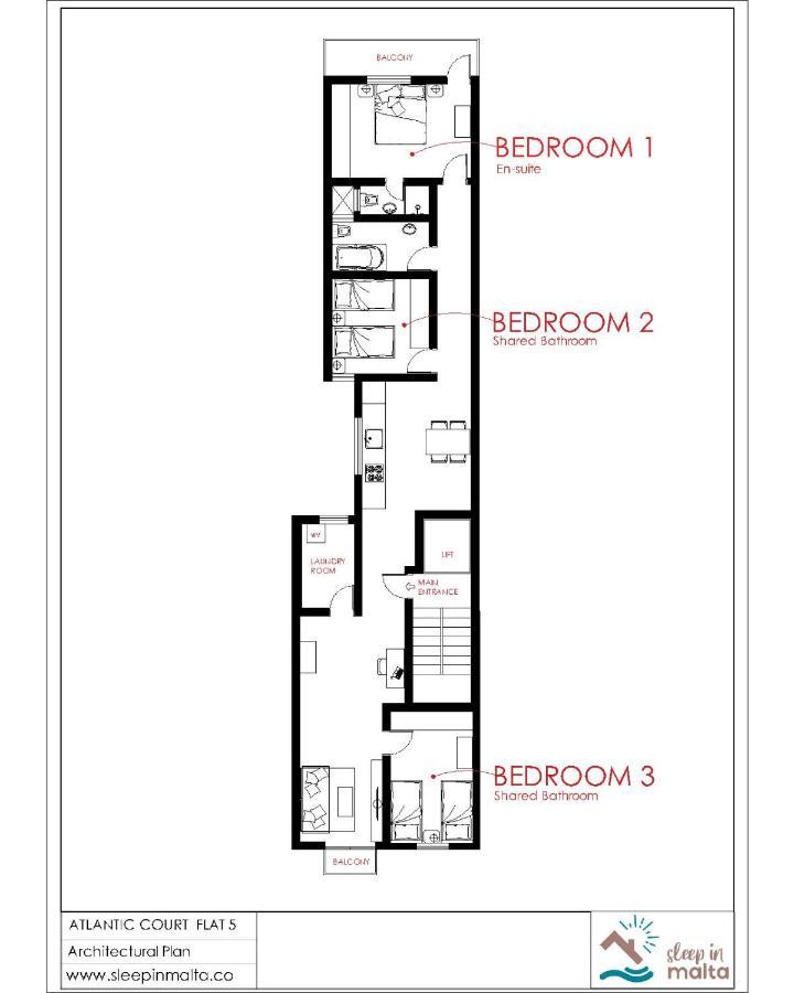 F5 Room 1, Private Double Room With Private Bathroom And Balcony In Shared Flat Msida Exteriör bild